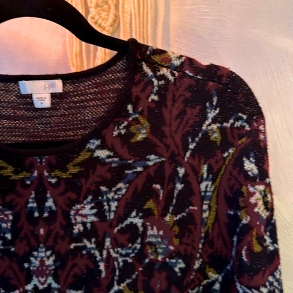 ⭐️J.Jill Sweater Tunic, Jacquard Burgundy & Black, Sz.M, Easy Classy Elegance! 🤩 - Picture 5 of 13